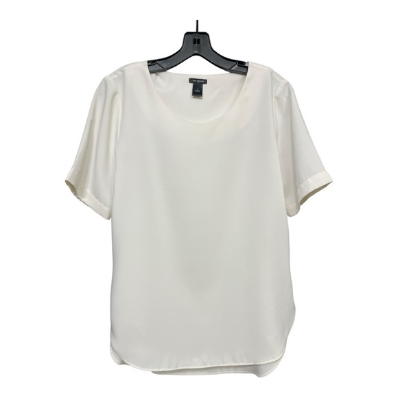 Ann Taylor Cream Short Sleeve Boxy Scoop Neck Blouse Top size S - Picture 2 of 9